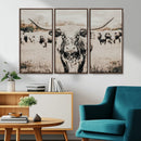 Texas Longhorn Wall Art Canvas Print – Framed Speckled Bull