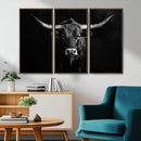 Texas Longhorn Wall Art Canvas Print – Framed Monochrome by MyGreatCanvas | Canvas Wall Art Prints | Photo Prints & Wall Decor