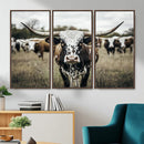 Texas Longhorn Wall Art – Framed Speckled Cow Canvas by MyGreatCanvas | Canvas Wall Art Prints | Photo Prints & Wall Decor
