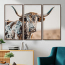 Texas Longhorn Wall Art – Framed Speckled Cow Canvas by MyGreatCanvas | Canvas Wall Art Prints | Photo Prints & Wall Decor