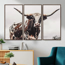 Texas Longhorn Wall Art Canvas Print – Framed Spotted Bull by MyGreatCanvas | Canvas Wall Art Prints | Photo Prints & Wall Decor