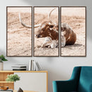 Texas Longhorn Wall Art Canvas Print – Framed Resting Bull by MyGreatCanvas | Canvas Wall Art Prints | Photo Prints & Wall Decor