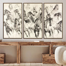 Running Horses Wall Art Canvas Print – Framed Galloping Herd