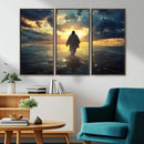 Jesus Walks Wall Art Canvas Print Framed Divine Sunset Art