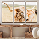 Texas Longhorn Wall Art Canvas Print – Framed Speckled Cow