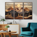 Wood Mountain Wall Art Canvas Print – Framed Boho Abstract