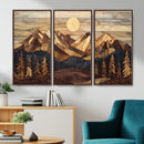 Wood Mountain Landscape Wall Art Canvas Print – Framed