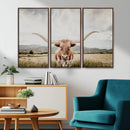 Texas Longhorn Wall Art Canvas Print – Framed Western Cow