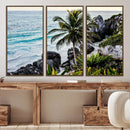 Tropical Coastline Wall Art Canvas Print – Framed Palm Tree