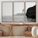 Jumping Wall Art Canvas Print – Framed Coastal Ocean Scene