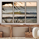 Sunset Surf Wall Art Canvas Print – Framed Golden Hour Waves