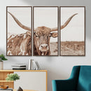 Longhorn Cow Wall Art Canvas Print – Framed Texas Ranch
