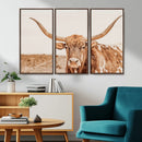 Longhorn Bull Wall Art Canvas Print – Framed Western Cow