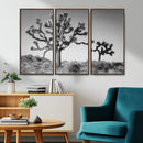 Joshua Tree Wall Art Canvas Print – Framed Monochrome Desert
