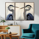 Blue Heron Pair Wall Art Canvas Print – Framed Coastal Bird