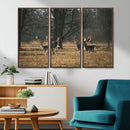Deer Wall Art Canvas Print – Framed Rustic Wildlife Stags