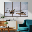 Bison Wildlife Wall Art Canvas Print – Framed Snowy Prairie