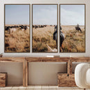 Western Wall Art Canvas Print – Framed Cowboy Cattle Drive
