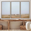 Foggy Plains Wall Art Canvas Print – Framed Horseback Riders