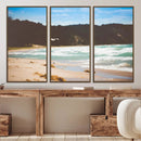 Tranquil Beach Scene Wall Art Canvas Print – Framed Blue