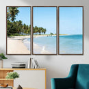 Palm Tree Coast Wall Art Canvas Print – Framed Island Getaway with Crystal Blue Water Scenic Artwork for Home, Office by MyGreatCanvas | Canvas Wall Art Prints | Photo Prints & Wall Decor