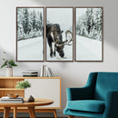 Moose Snow Wall Art Canvas Print – Framed Winter Wildlife