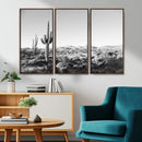 Saguaro Cactus Wall Art Canvas Print – Framed Monochrome