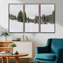 Frosty Pines Wall Art Canvas Print – Framed Silent Snowfall