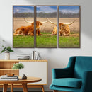 Texas Longhorn Pair Wall Art Canvas Print – Peaceful Rustic by MyGreatCanvas | Canvas Wall Art Prints | Photo Prints & Wall Decor