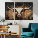 Abstract Longhorn Bull Wall Art Canvas Print – Vintage by MyGreatCanvas | Canvas Wall Art Prints | Photo Prints & Wall Decor