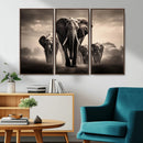 Elephant Family Wall Art Canvas Print, Framed Elephant Wall