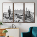 Black White Arizona Desert Canvas Wall Art Cactus Farmhouse