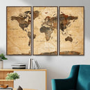 Push Pin World Map Canvas Print – Travel Tracker Wall Art