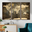 Large Framed Vintage World Map Wall Art Print for Home Wall