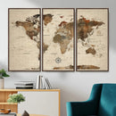 Vintage World Map Wall Art Canvas Print for Living Room, by MyGreatCanvas | Canvas Wall Art Prints | Photo Prints & Wall Decor