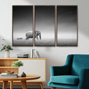 Elephand and Zebra Wall Art Canvas Print, Modern Artwork