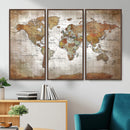 Vibrant Watercolor World Map Canvas Wall Art – Framed Travel