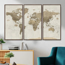 Detailed World Map Wall Art Canvas Print by MyGreatCanvas | Canvas Wall Art Prints | Photo Prints & Wall Decor