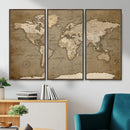 World Map Wall Art Canvas Print, Framed Map Art Picture