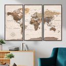 World Map Canvas Print – Framed Detailed Map of the World