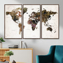 Watercolor World Map Print - Large Wall Art Canvas Print for