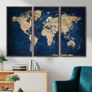 World Map Canvas Print – Framed Travel Map Wall Art for