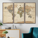 Framed World Map Wall Art for Home and Office Decor