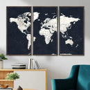Black World Map Wall Art Canvas Print for Home Office and by MyGreatCanvas | Canvas Wall Art Prints | Photo Prints & Wall Decor