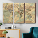 Vintage World Map Wall Art | Ready to Hang and Framed