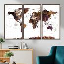 Rustic World Map Wall Art Canvas Print | Large World Map on