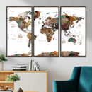 Watercolor World Map Canvas Print – Detailed Map of the