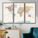 Pastel Colors World Map Wall Art Canvas Print by MyGreatCanvas | Canvas Wall Art Prints | Photo Prints & Wall Decor
