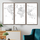 World Map Canvas Print – Framed Modern Detailed Map of the