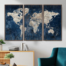Large Blue World Map Wall Art Canvas Print for Home Office by MyGreatCanvas | Canvas Wall Art Prints | Photo Prints & Wall Decor